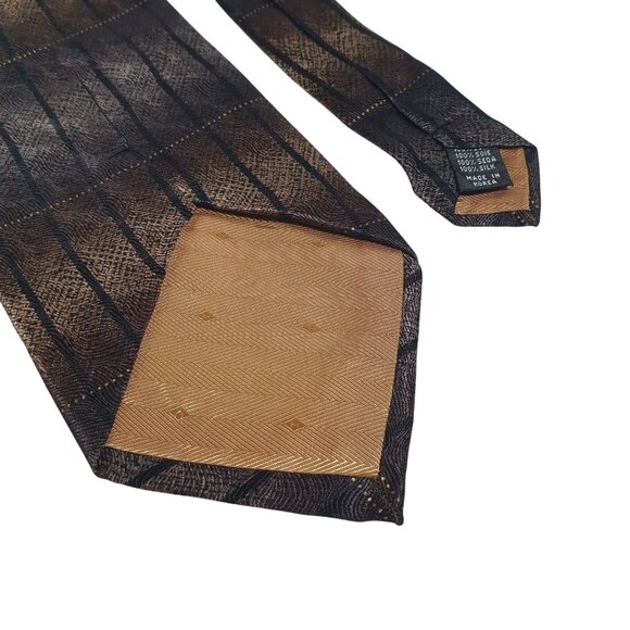 Di Mosgio Hand Made Silk Tie Striped Pattern Brown Black Diagonal Design Gift - Picture 5 of 5